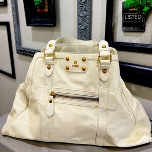 FENDI White Patent Leather Borsa de Jour Satchel